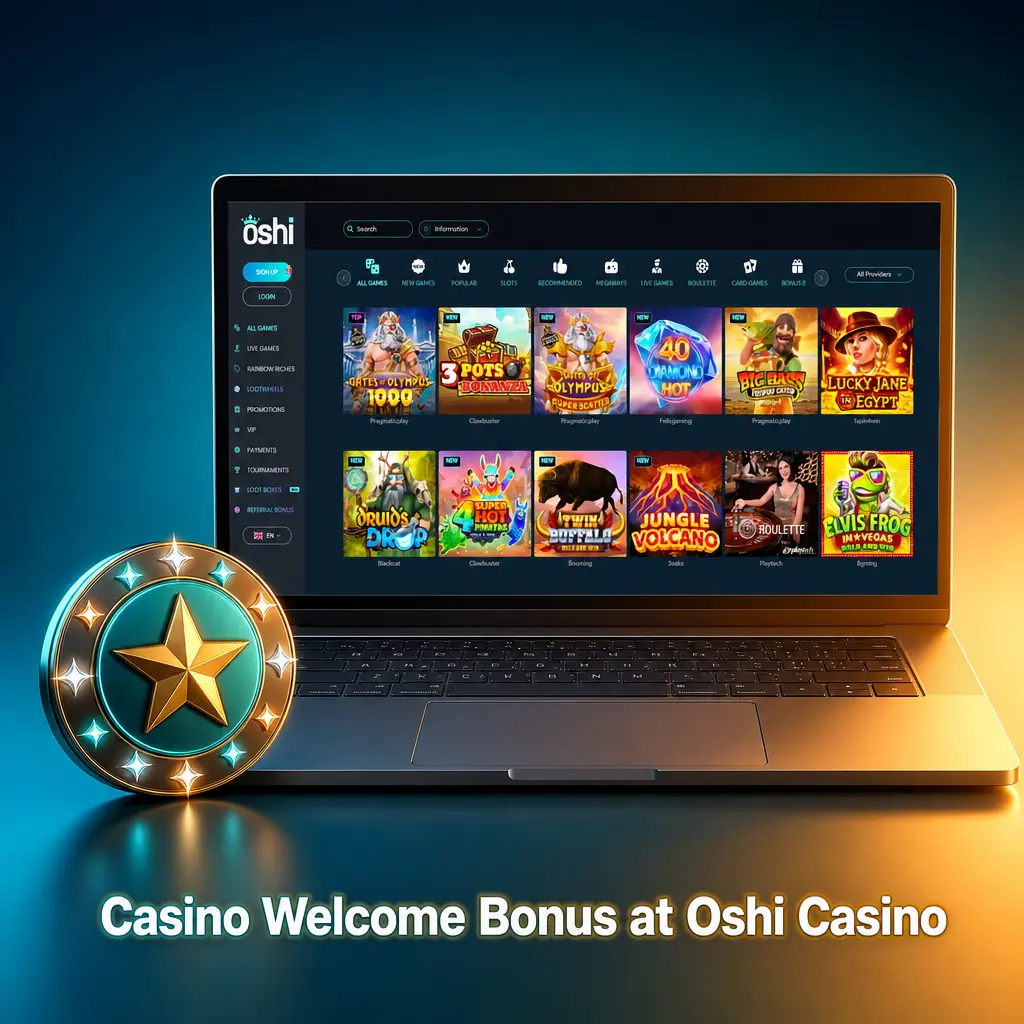 Oshi Casino welcome bonus offer up to CAD 4,000 plus 200 Free Spins for new Canadian players across four deposits