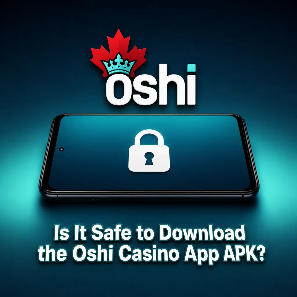 Oshi Casino app APK download shown on a mobile screen with security and SSL encryption symbols visible