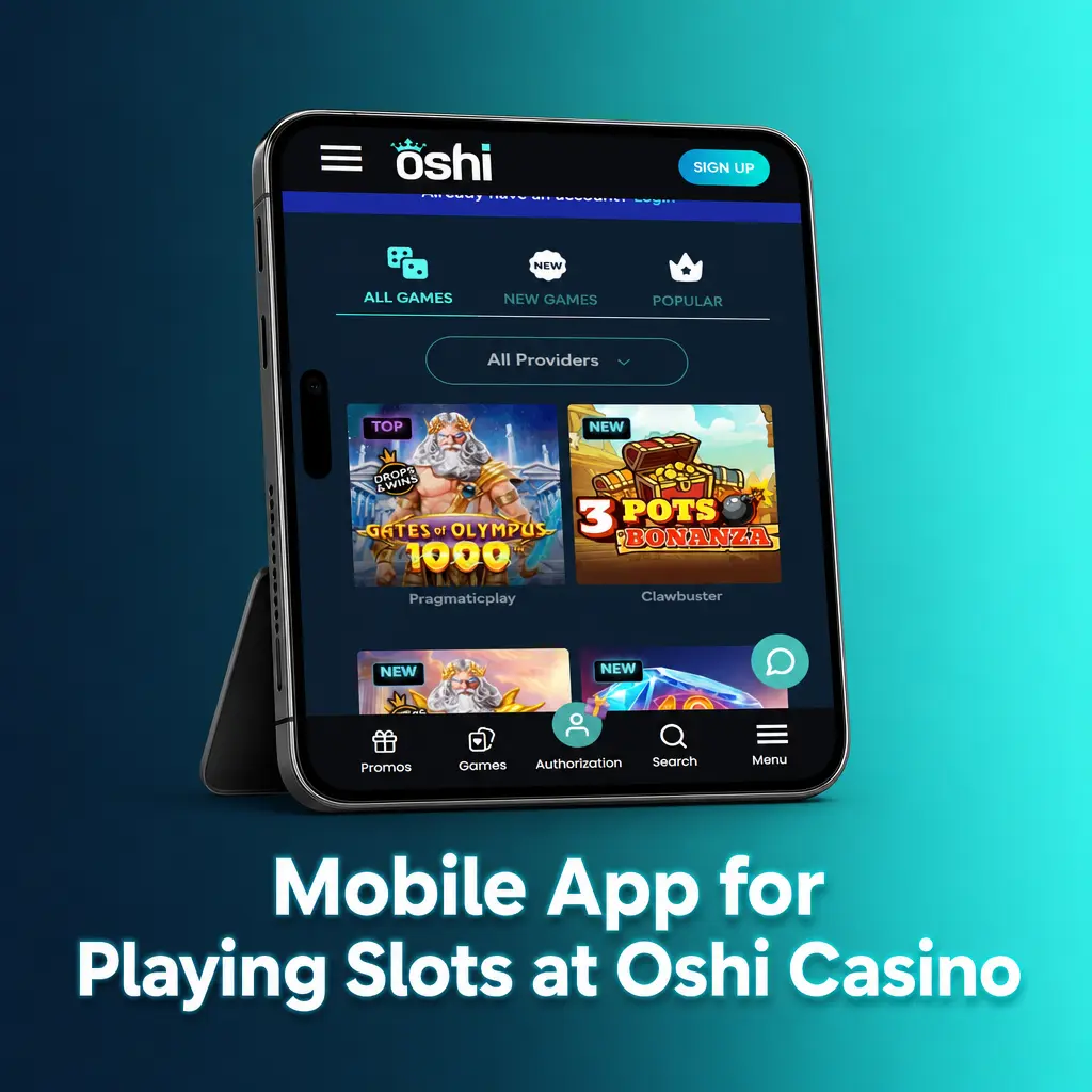 Oshi Casino mobile PWA app displaying slot games on a smartphone screen with intuitive navigation and full-screen gameplay
