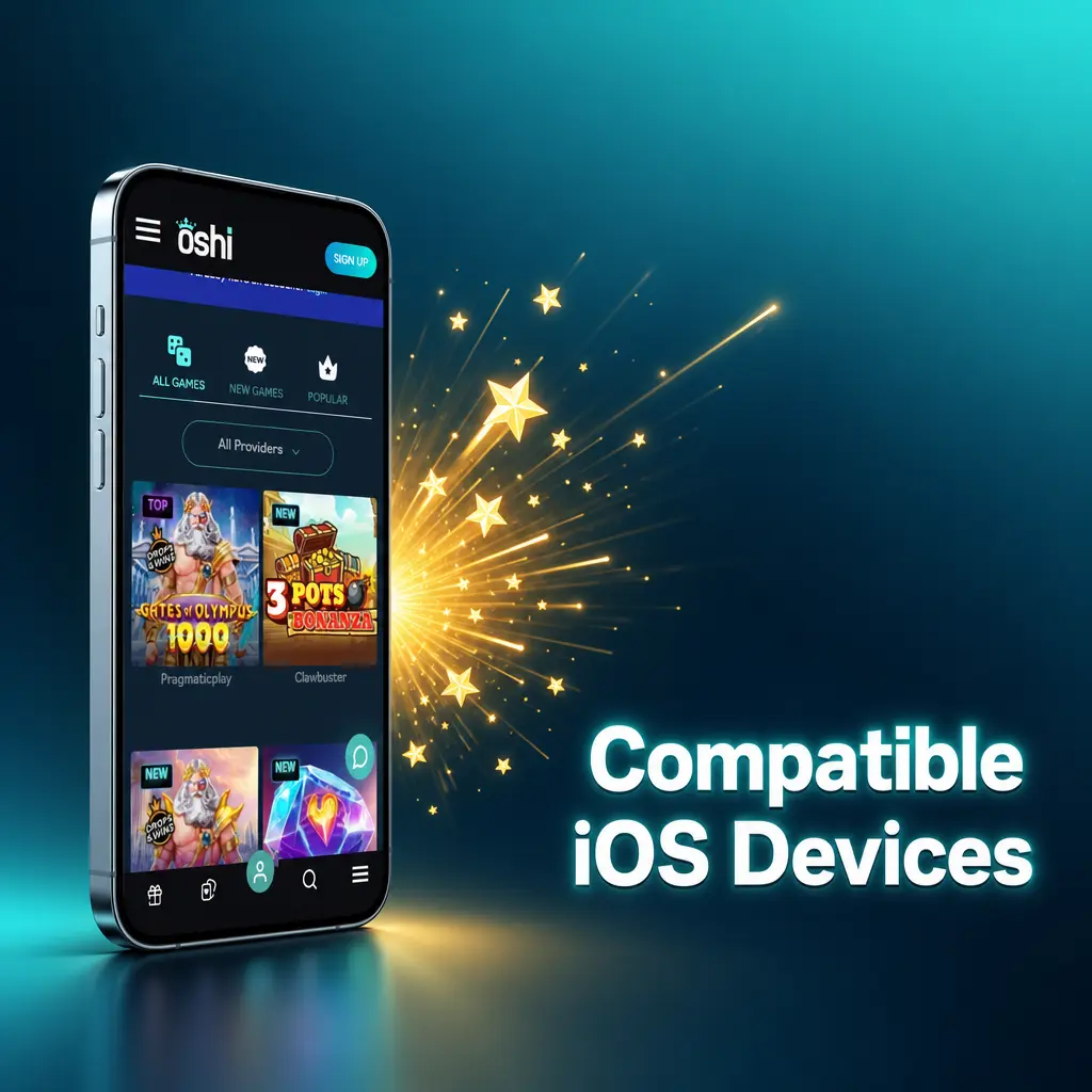 Compatible iOS devices for Oshi Casino app including iPhone X to 17 series and iPad Air and iPad Pro models