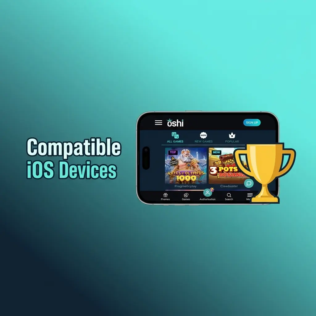 Oshi Casino app compatible iOS devices including iPhone X to 17 series and iPad Air and Pro models