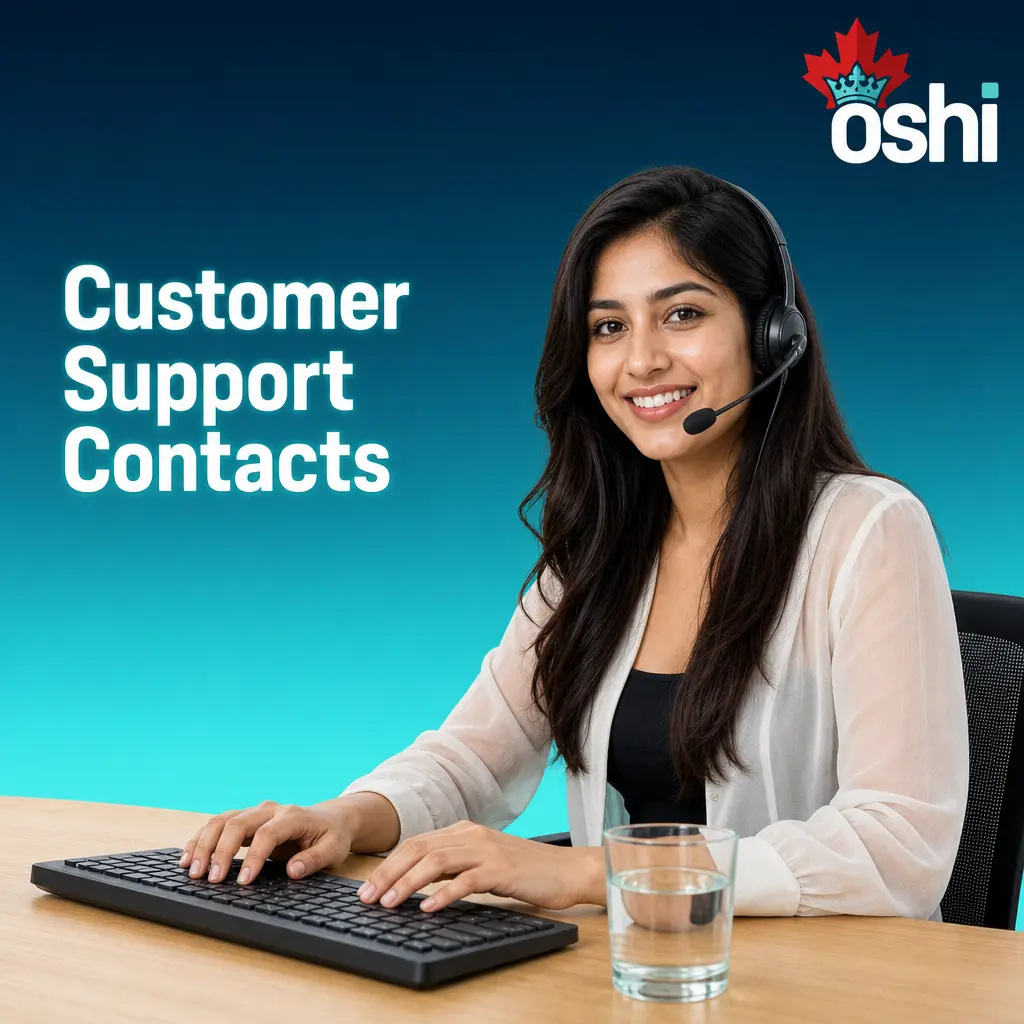 Oshi Casino customer support contact options including live chat, email, and help centre for Canadian players