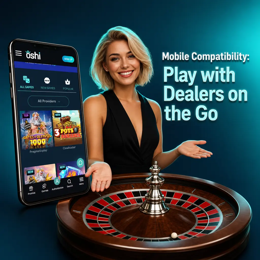 Oshi Casino mobile live dealer interface showing portrait layout with betting controls on smartphone
