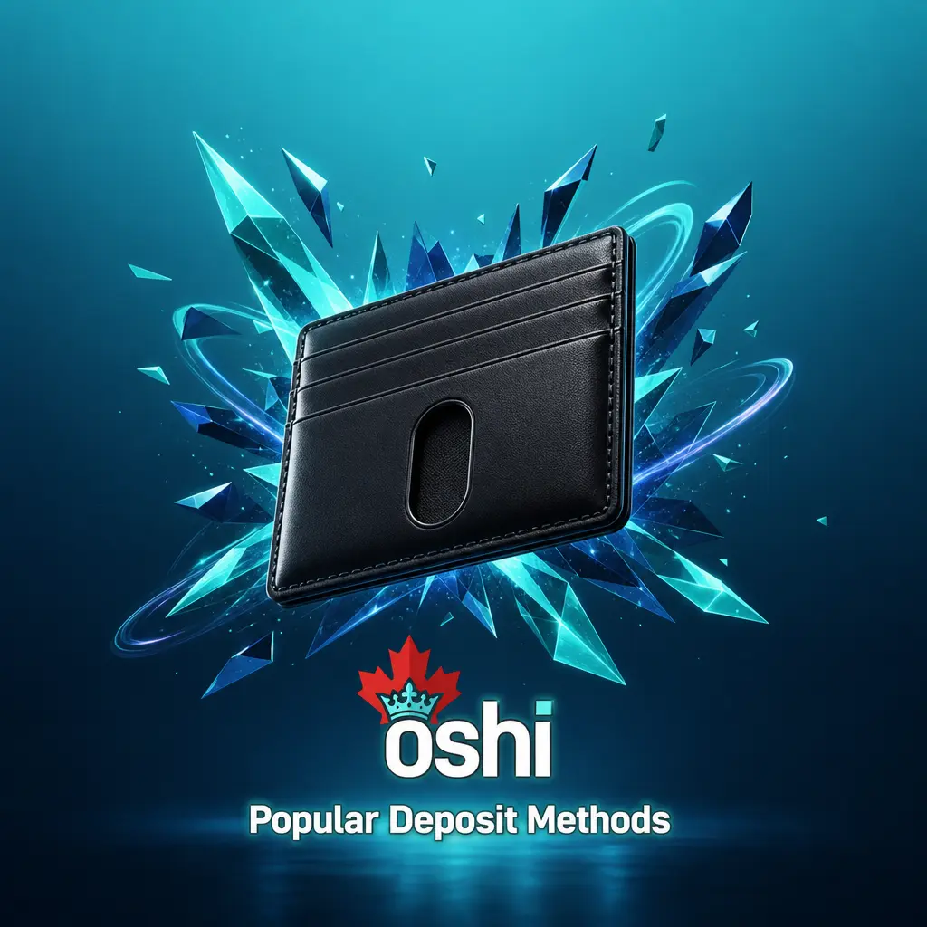 Popular deposit methods at Oshi Casino Canada including Interac, Visa, e-wallets, and cryptocurrencies like Bitcoin and Ethereum