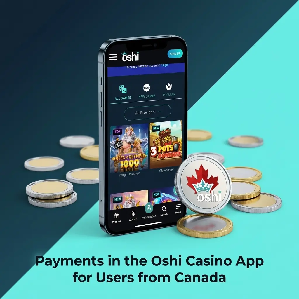 Oshi Casino app payment methods for Canadian players including Interac, Visa, crypto options, and e-wallets