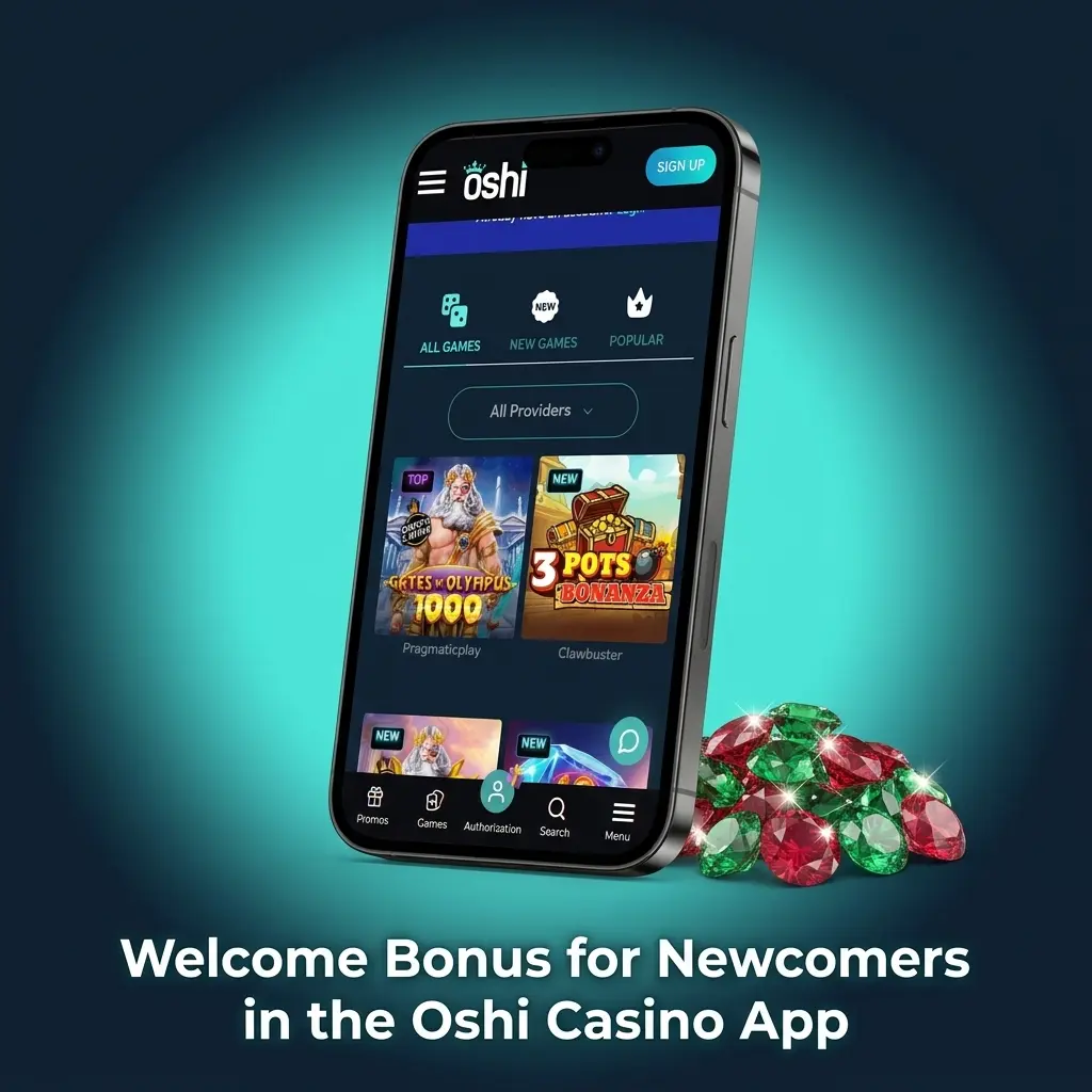 Oshi Casino app welcome bonus offering 100% match up to CAD 4,000 plus 200 Free Spins for new users